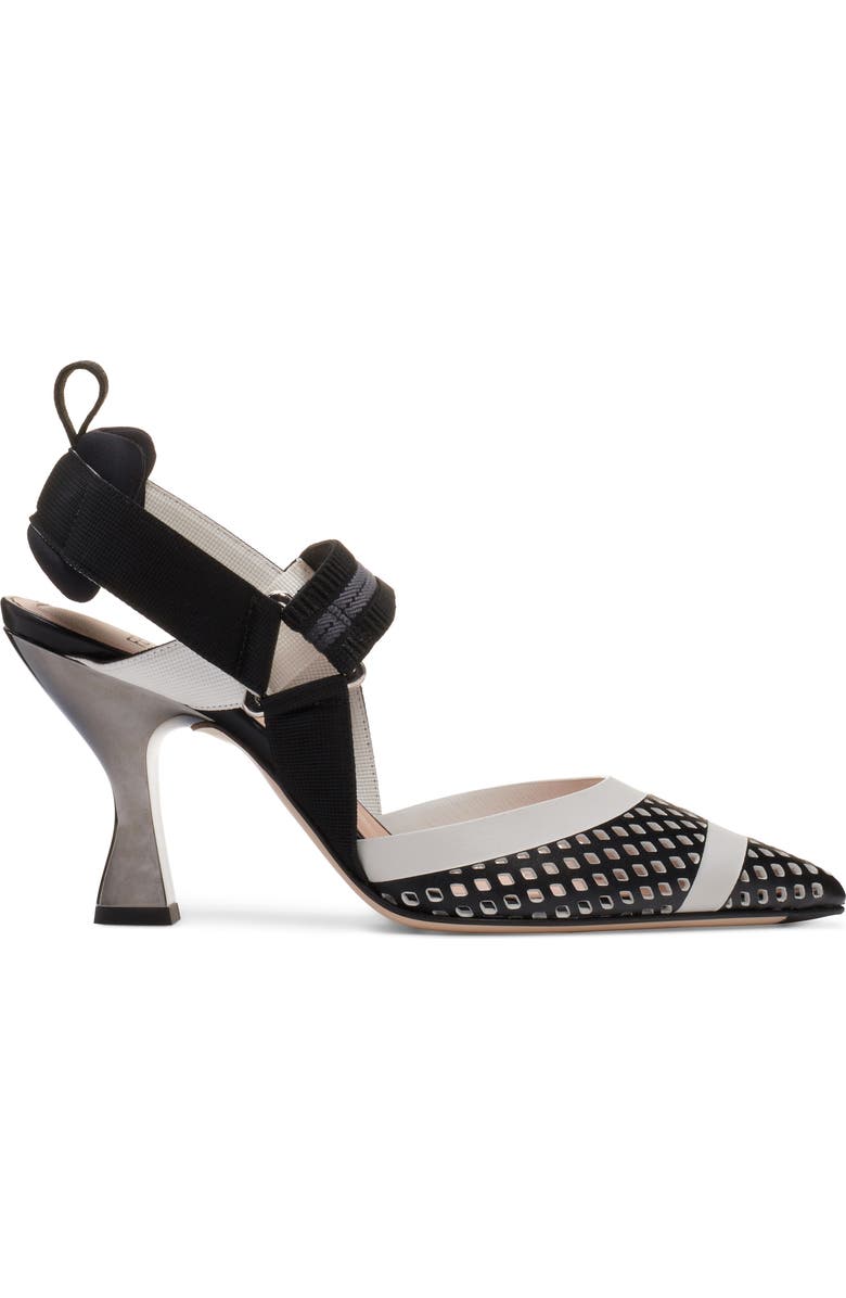 Fendi Colibri Laser Cut Pointed Toe Pump, Alternate, color,