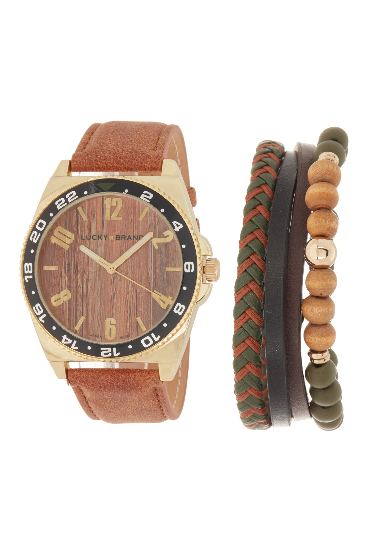 Alistair Leather Strap Watch & Stack Bracelet Set (Men) | Nordstromrack