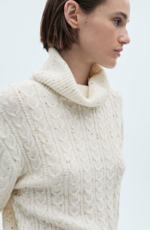 MANGO MANGO TWISTED CABLE KNIT DONEGAL TURTLENECK SWEATER 