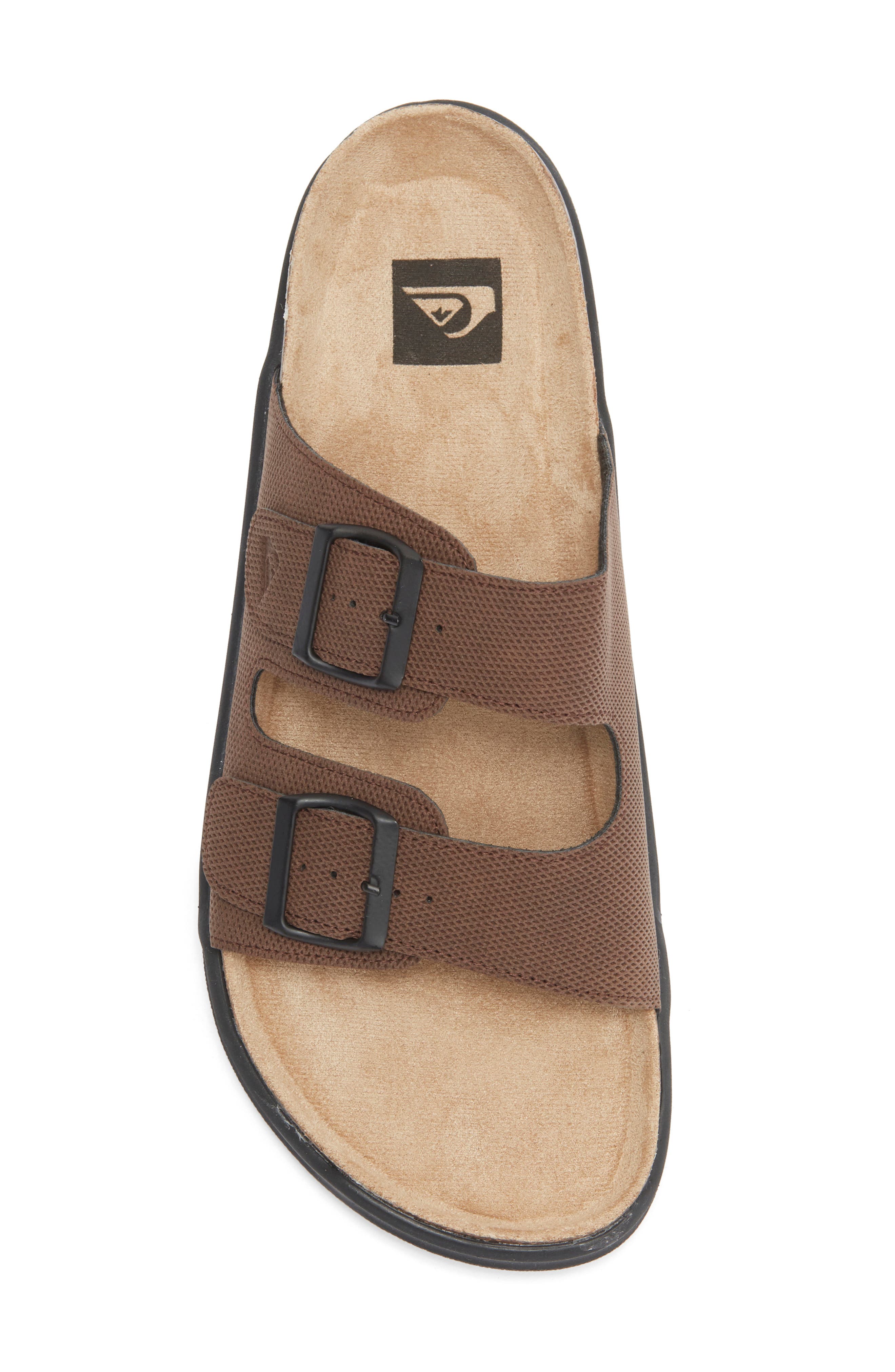 Deck Double Strap Slide Sandal, Alternate, color, DARK BROWN/ TAN/ BLACK