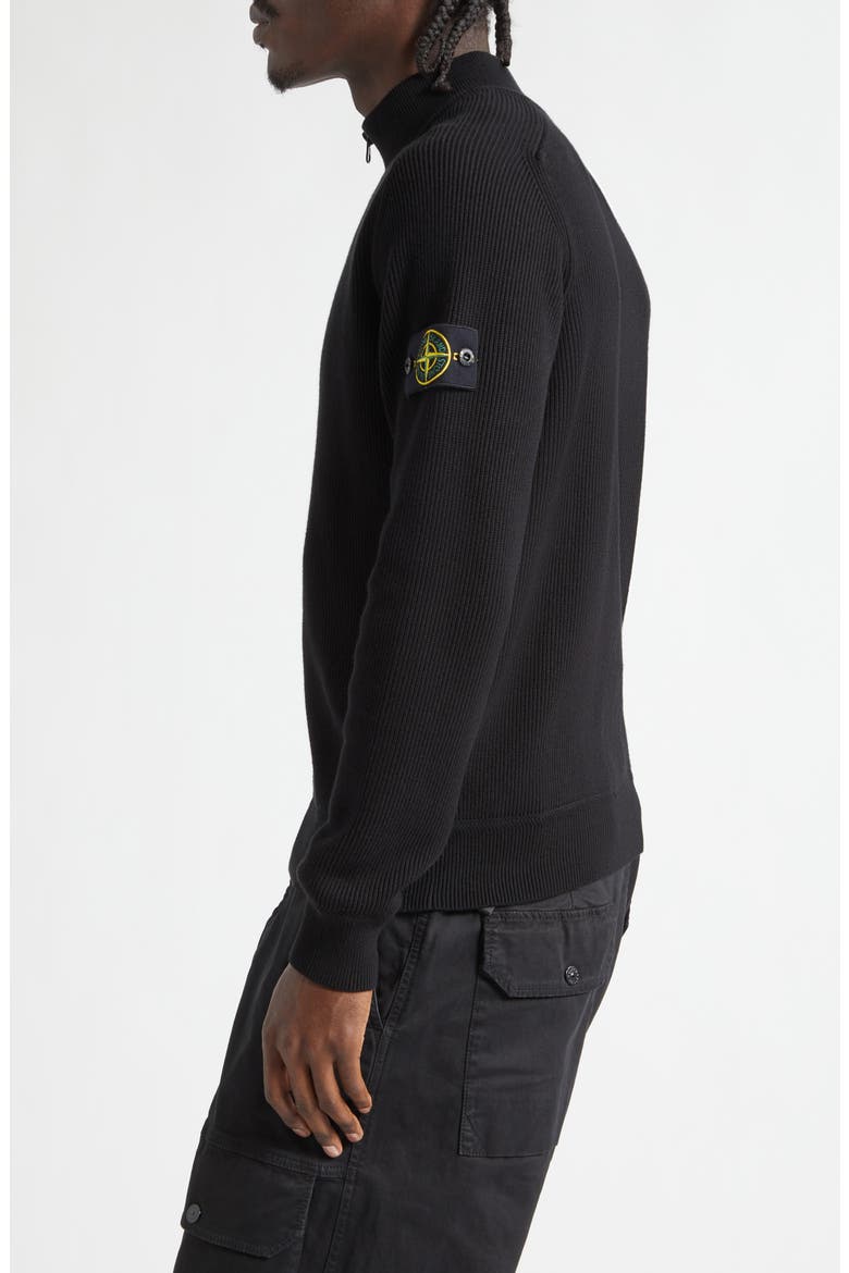 Organic Cotton Rib Half Zip Sweater, Alternate, color, BLACK