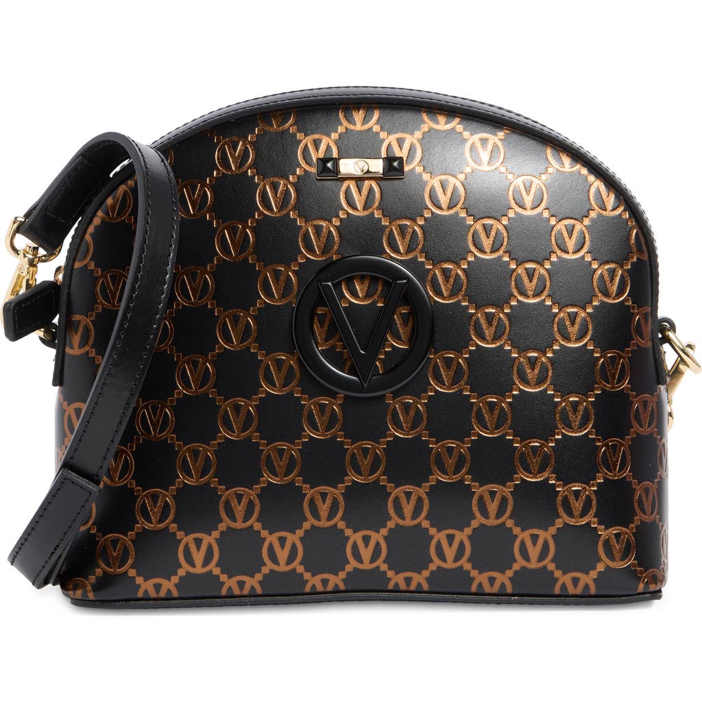 Valentino By Mario Valentino Diana Monogram Leather Crossbody Bag In Black