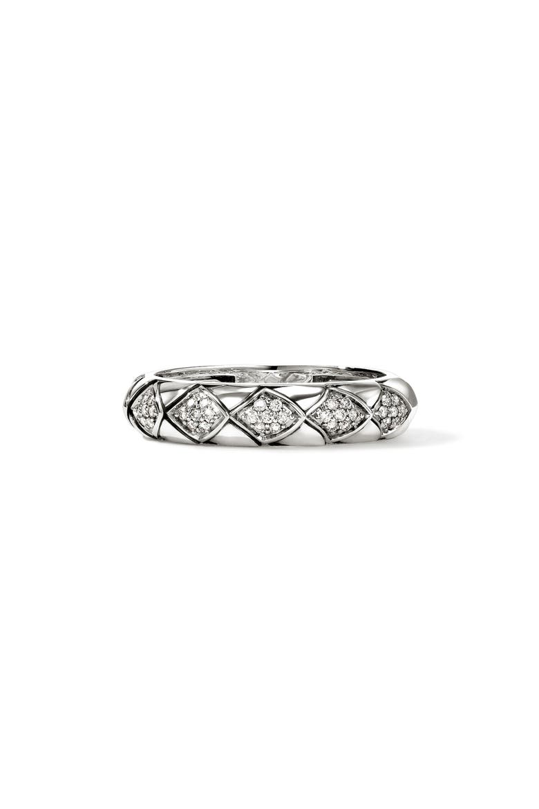 Naga Sterling Silver & Diamond Band Ring, Main, color, SILVER