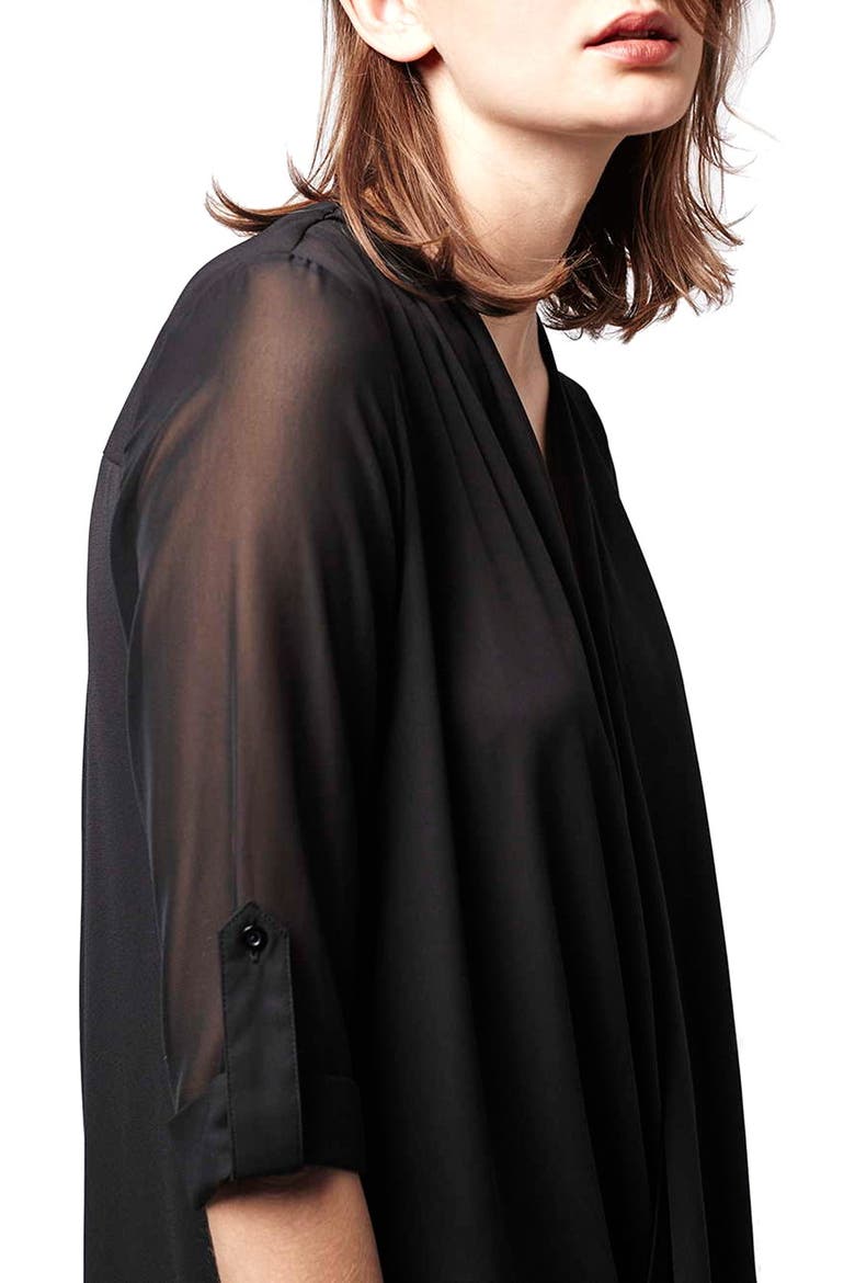 Chiffon Drape Tunic Dress, Alternate, color, BLACK