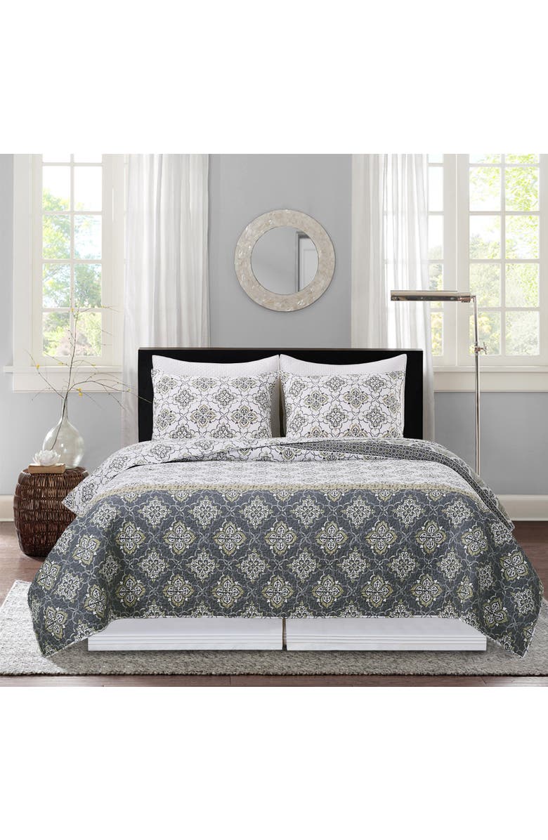C&F Home Booker Medallion Bedding Quilt Set, Alternate, color, Gray