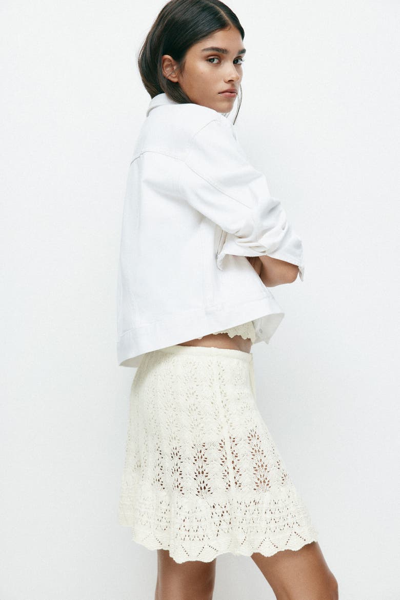 Pointelle-knit Skirt, Alternate, color, White
