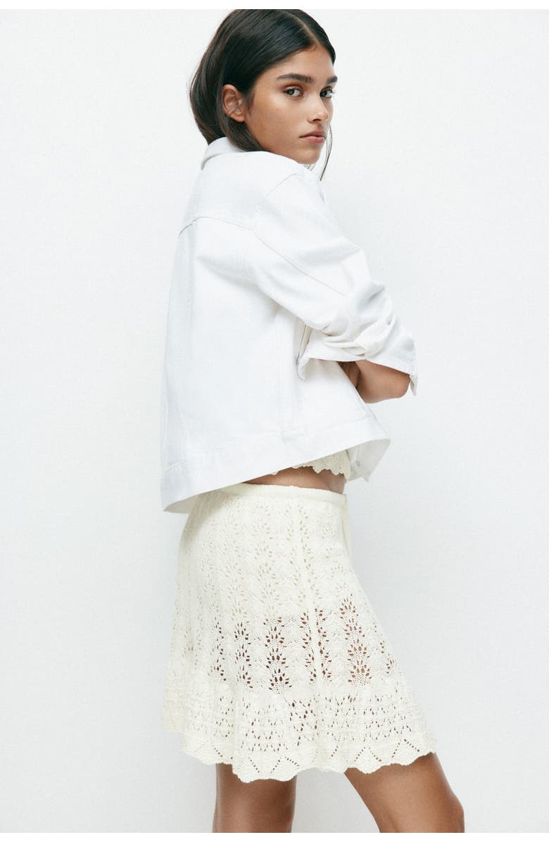 H&M Pointelle-knit Skirt, Alternate, color, White
