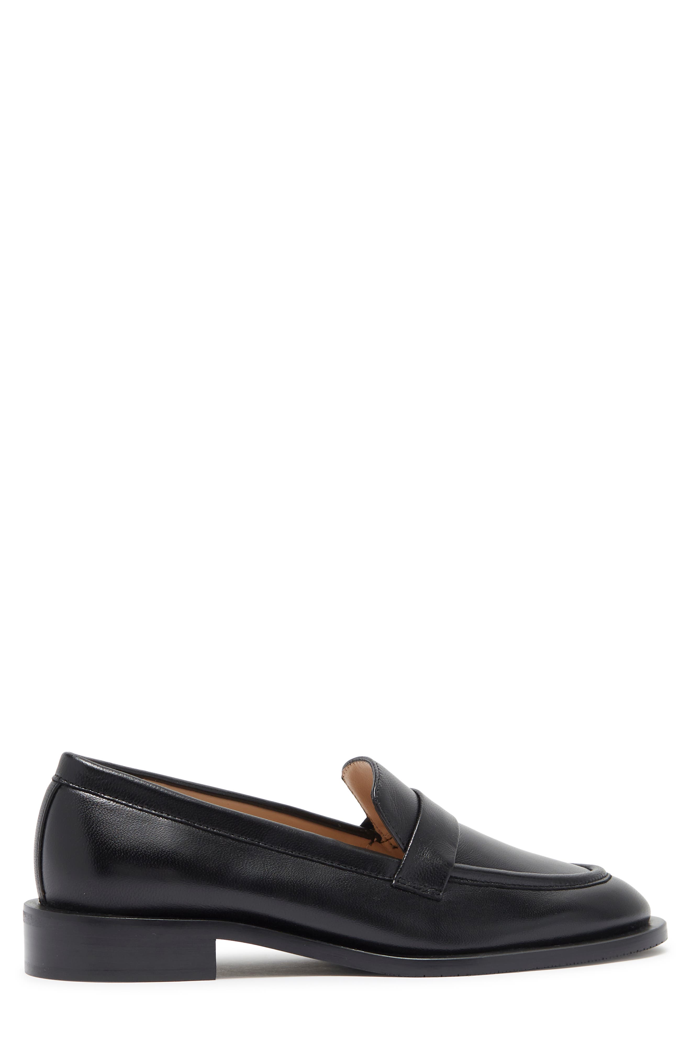 Palmer Sleek Leather Loafer, Alternate, color, BLACK