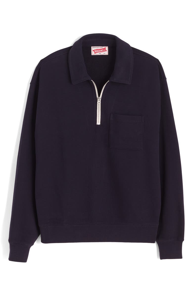 Madewell The McCarren Midweight Quarter Zip Sweatshirt, Alternate, color, Obsidian Blue