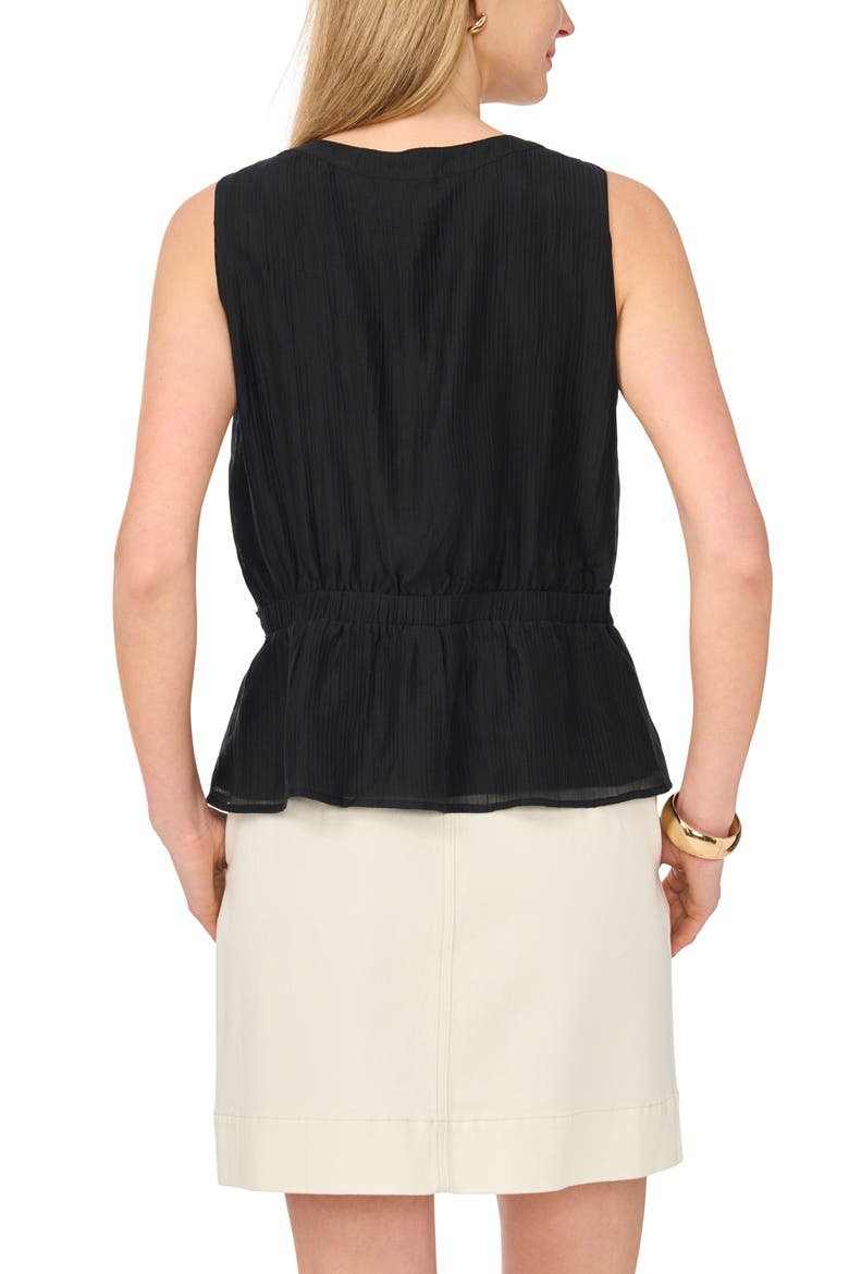 Lace Trim Button-Up Peplum Tank, Alternate, color, RICH BLACK