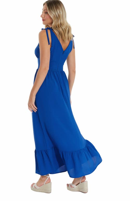 Quiz Bubble Crepe Tie Detail Maxi Dress In Blue