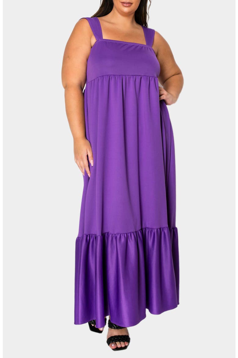 Angelika Ruffle Hem Sleeveless Maxi Dress, Main, color, PURPLE