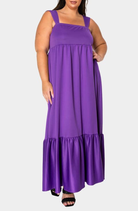Angelika Ruffle Hem Sleeveless Maxi Dress (Plus)