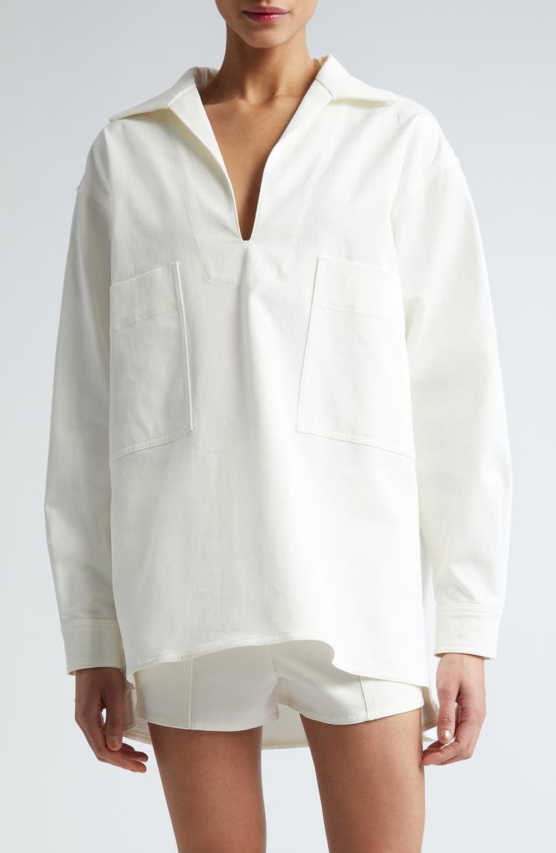 Max Mara Matassa Stretch Cotton Top, Main, color, White