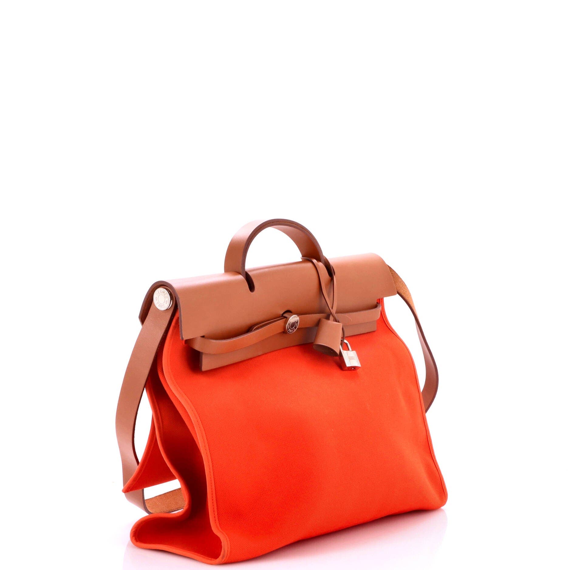 Herbag Zip Leather and Toile 39, Alternate, color, Orange