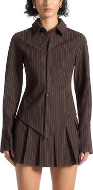 Manière De Voir Sonia Pinstripe Angled Shirt