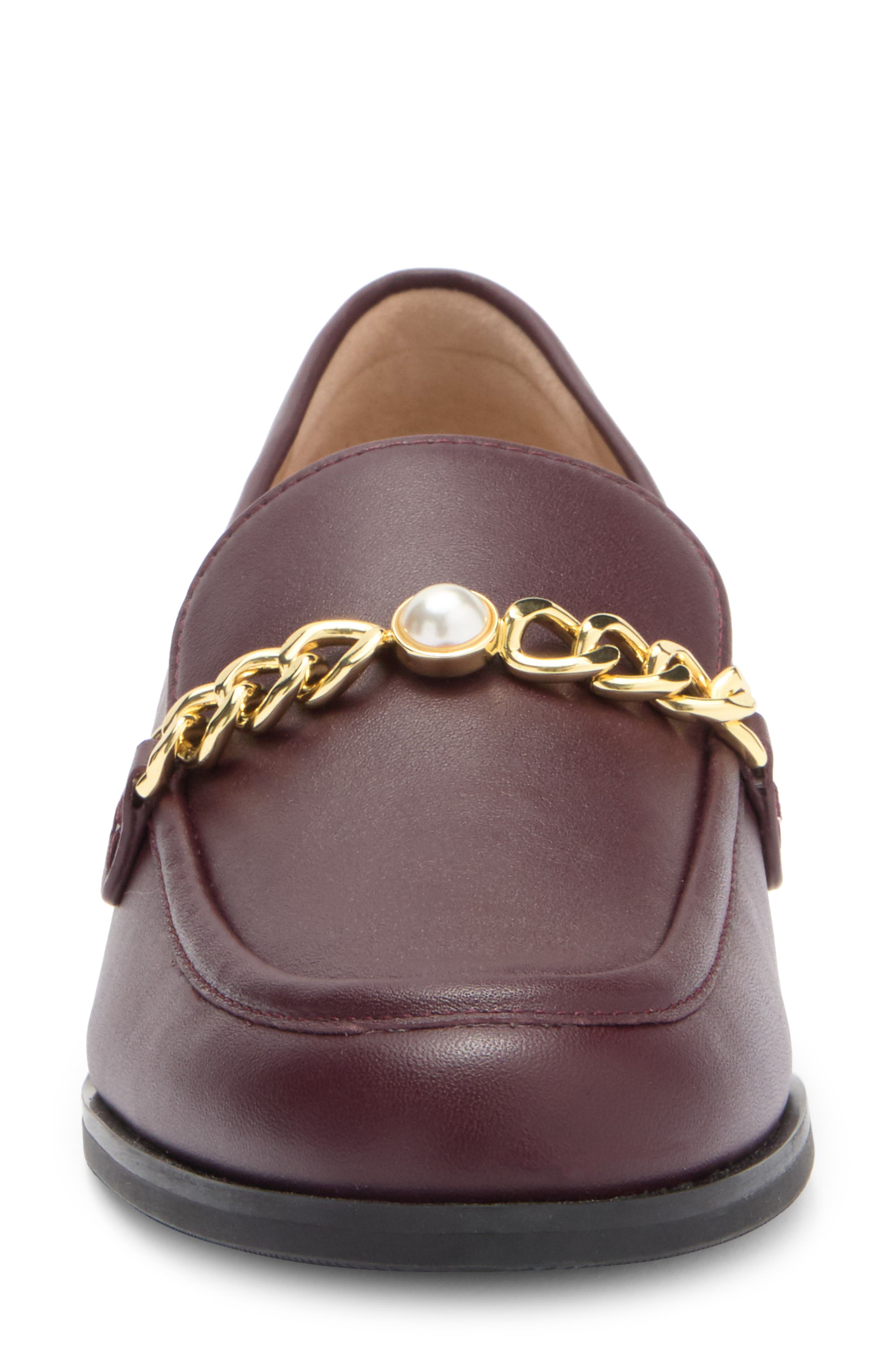 Stuart Weitzman Owen Pearl Chain Loafer, Alternate, color, Cabernet