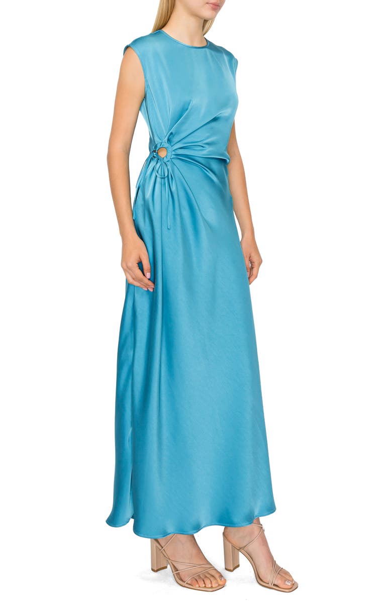 MELLODAY Side Ruched Satin Dress, Alternate, color, 