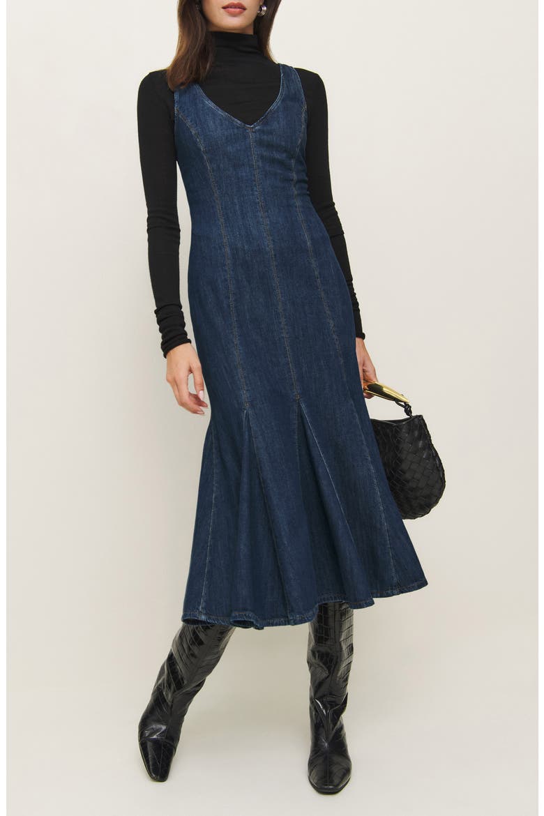 Serafina Denim Midi Dress, Main, color, ITHICA