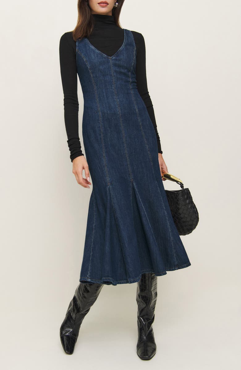 Reformation Serafina Denim Midi Dress, Main, color,