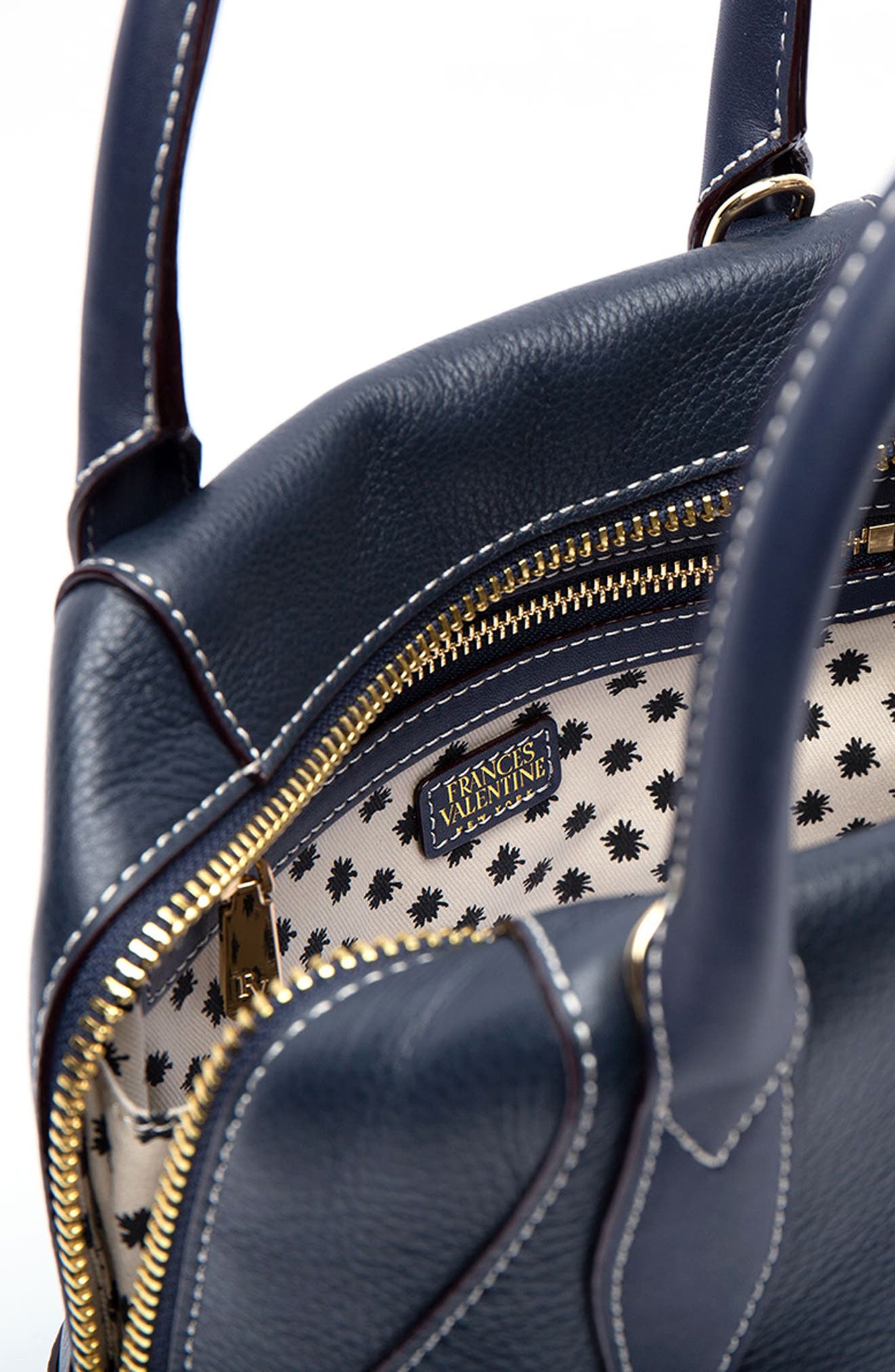 Small Abby Leather Satchel, Alternate, color, NAVY
