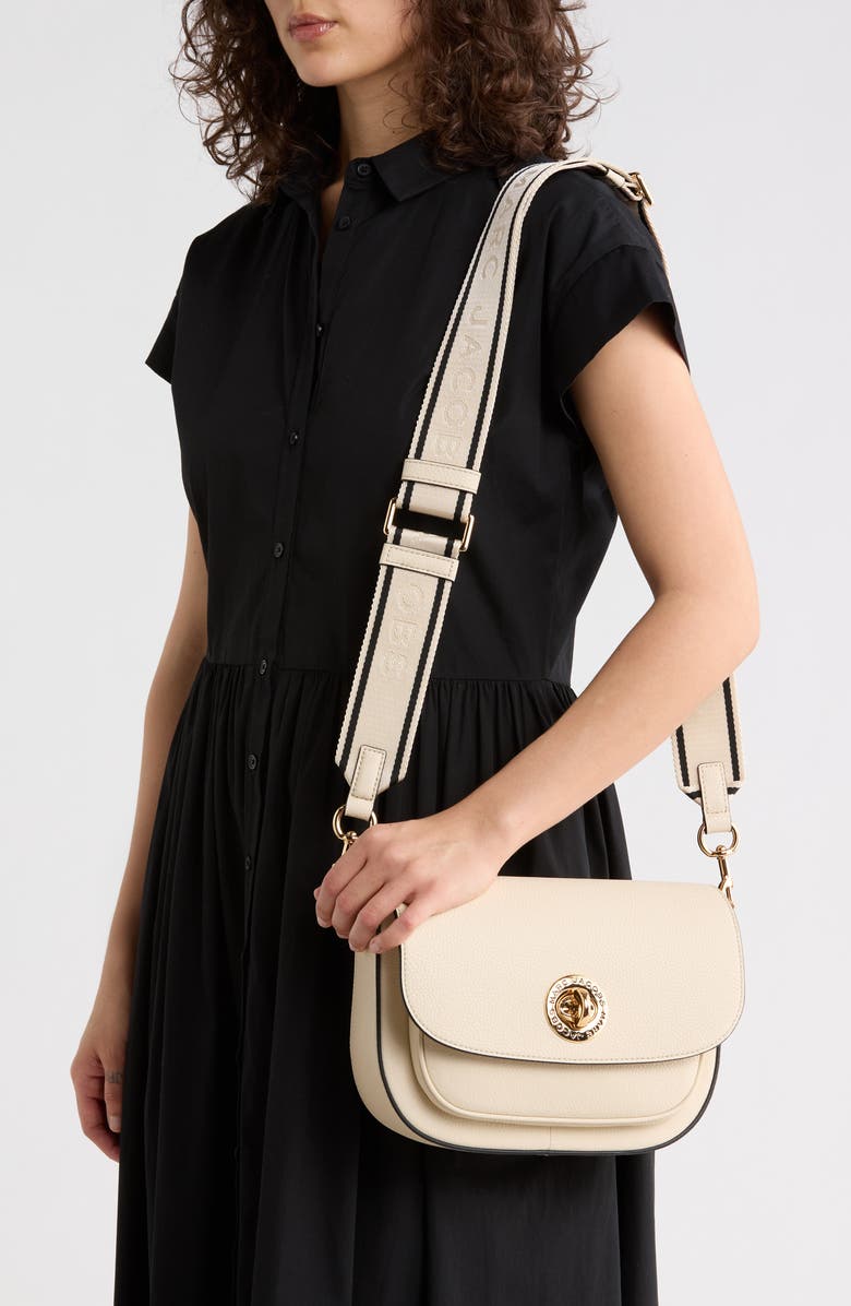 Marc Jacobs Signet Turnlock Leather Saddle Bag, Alternate, color, Marshmallow