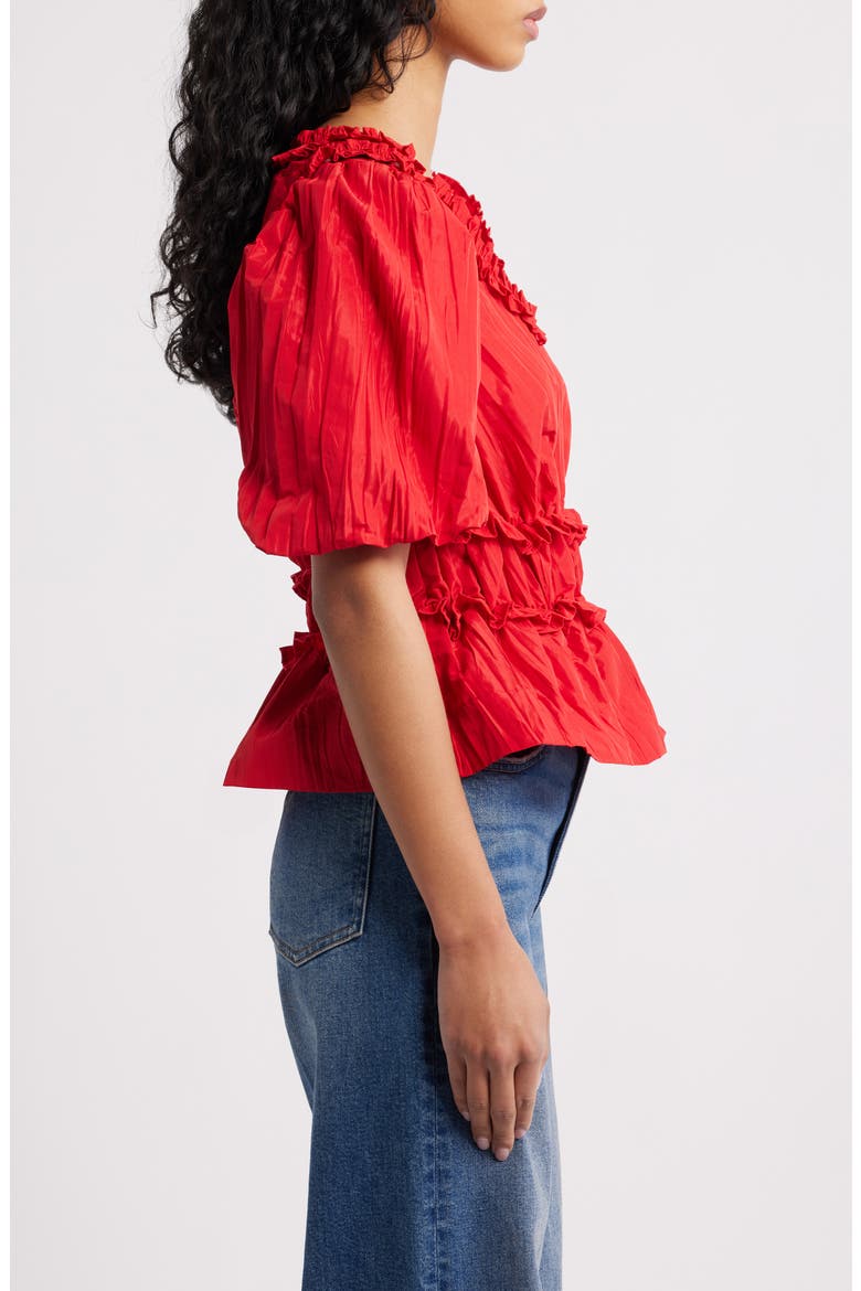 Everly Ruffled Peplum Top, Alternate, color, RED