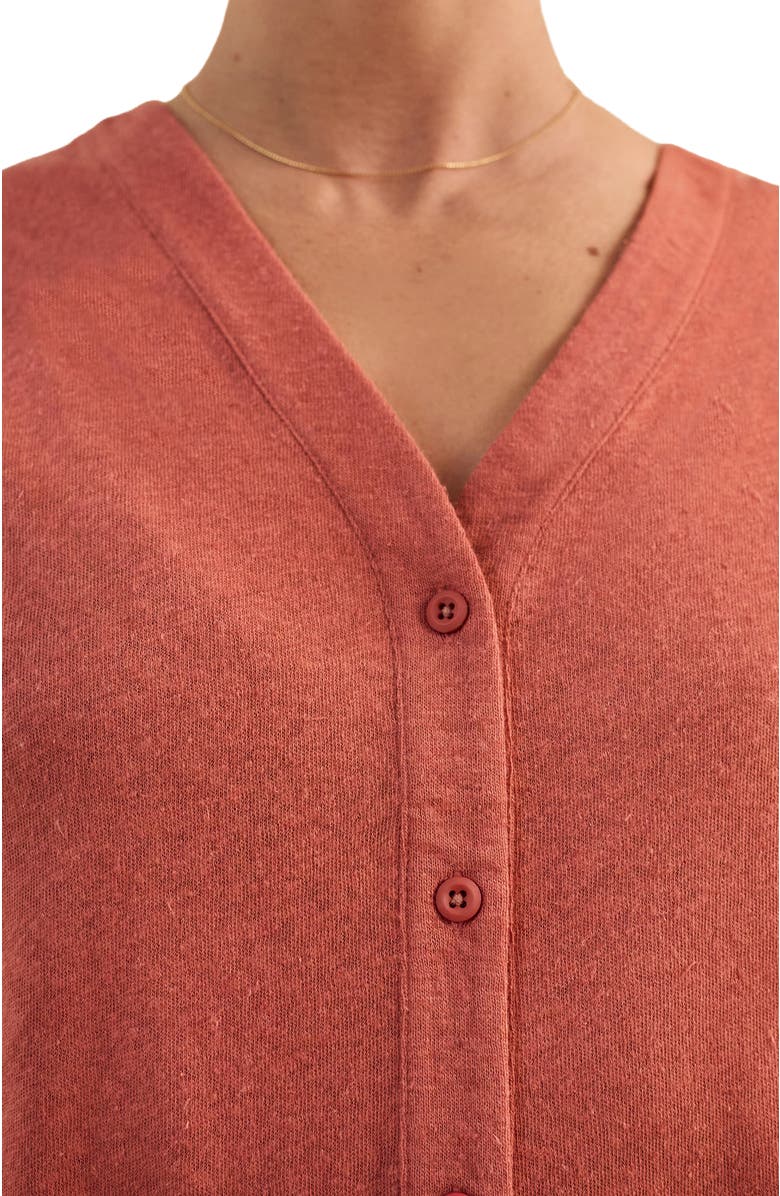 Celtic & Co. Button Through Top, Alternate, color, Redwood