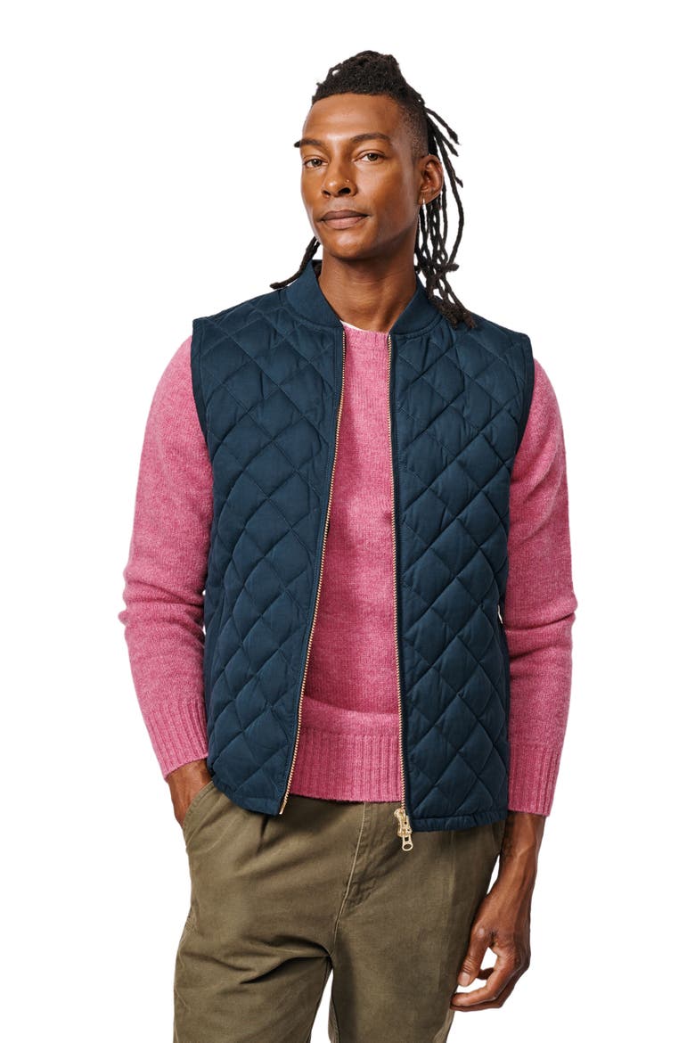 Anwick Quilted Gilet Vest, Main, color, Navy