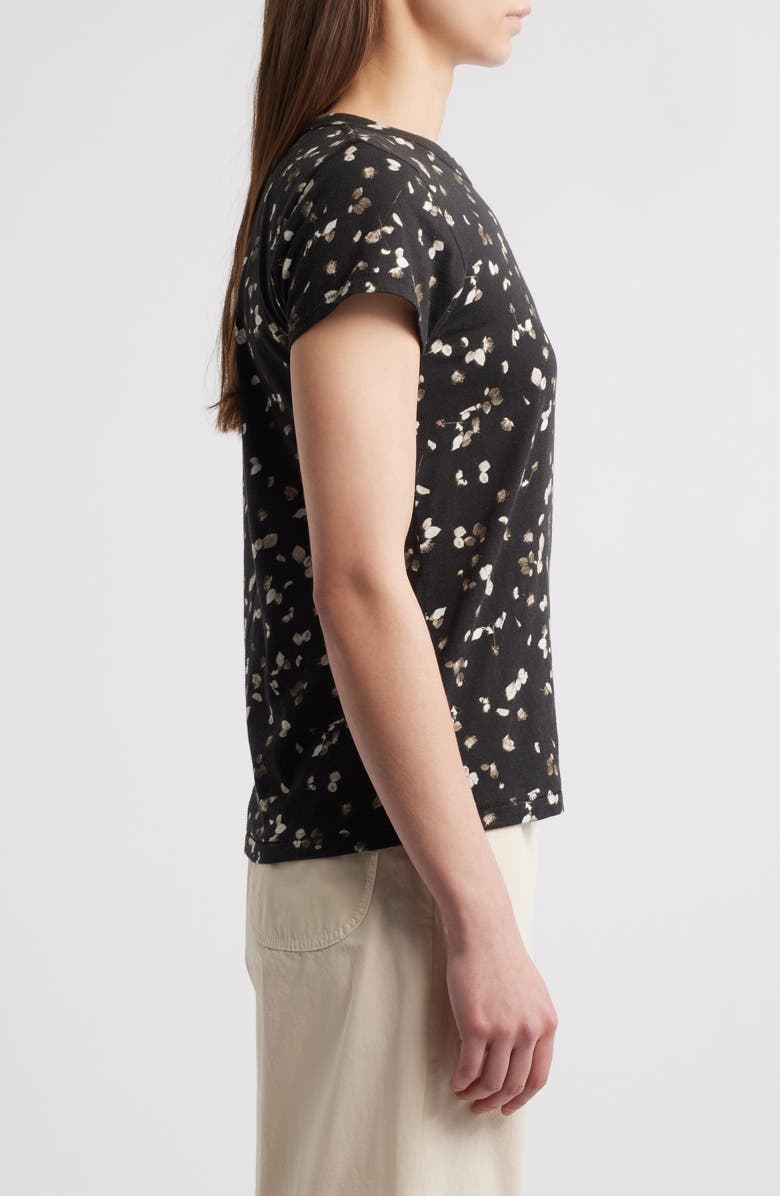 rag & bone Rose Print Cotton T-Shirt, Alternate, color, Blackmult