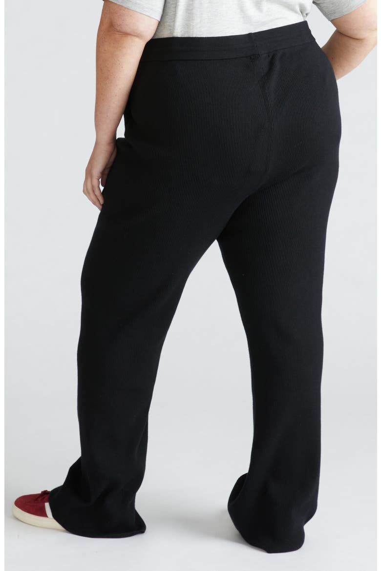 Mola Tie Waist Rib Pants, Alternate, color, BLACK