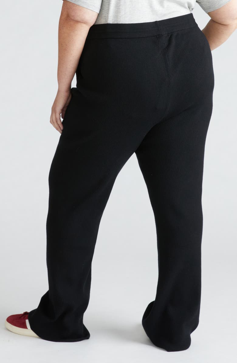 Universal Standard Mola Tie Waist Rib Pants, Alternate, color, Black