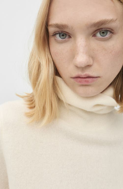 Mango Turtleneck Crop Cashmere Sweater In Neutral
