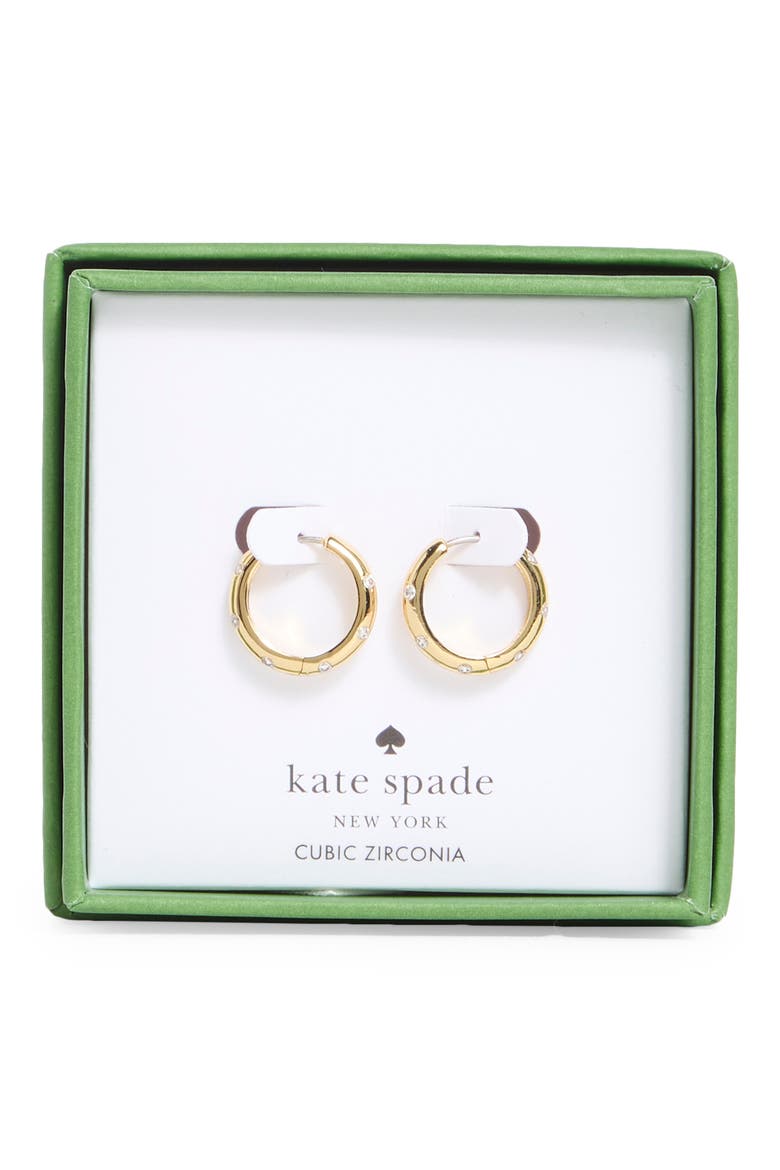 huggie hoop earrings, Main, color, CLEAR / GOLD