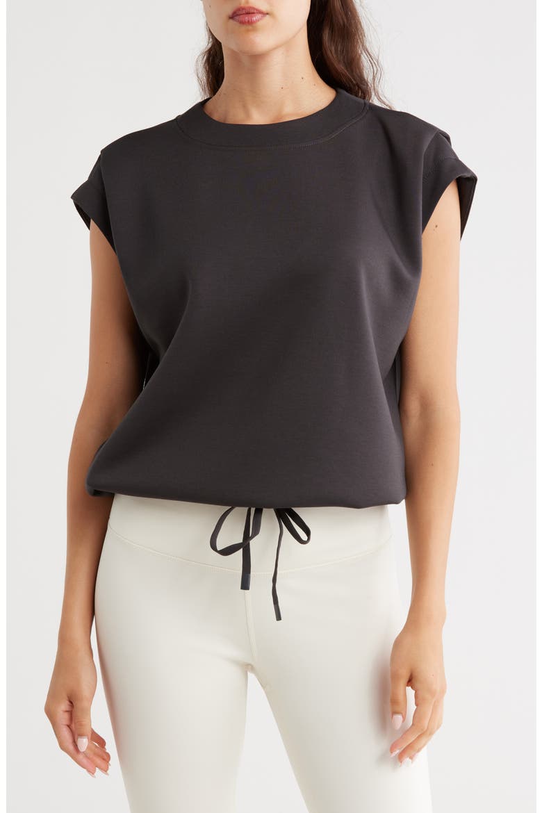 Cloudy Cap Sleeve Scuba Top, Main, color, WASHED GREY
