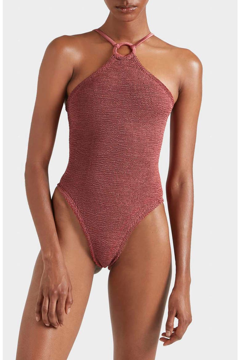 Jasmine O-Ring One-Piece Swimsuit, Main, color, METALLIC ROSEWOOD