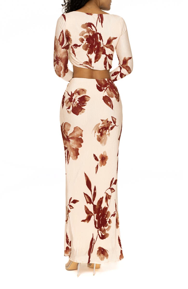 JLUXLABEL Haidyn Floral Long Sleeve Crop Top & Maxi Skirt Set, Alternate, color, 