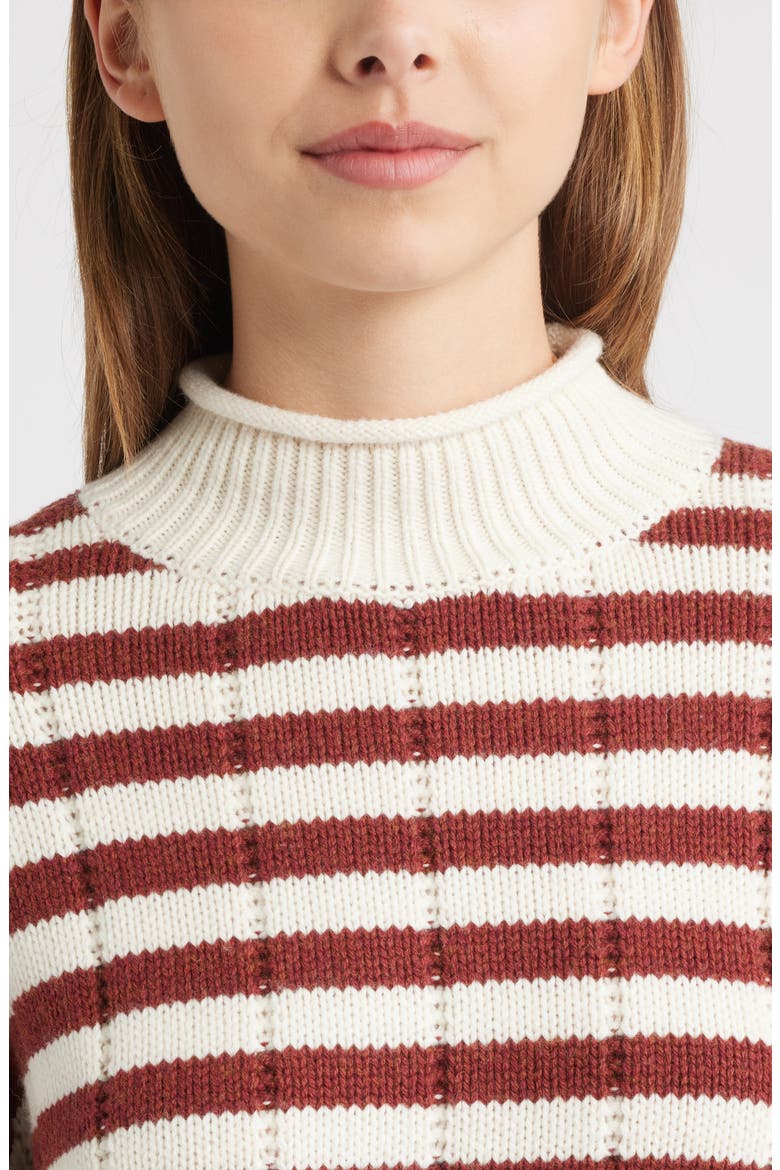 Corrine Stripe Mock Neck Sweater, Alternate, color, IVORY RUSSET STRIPE
