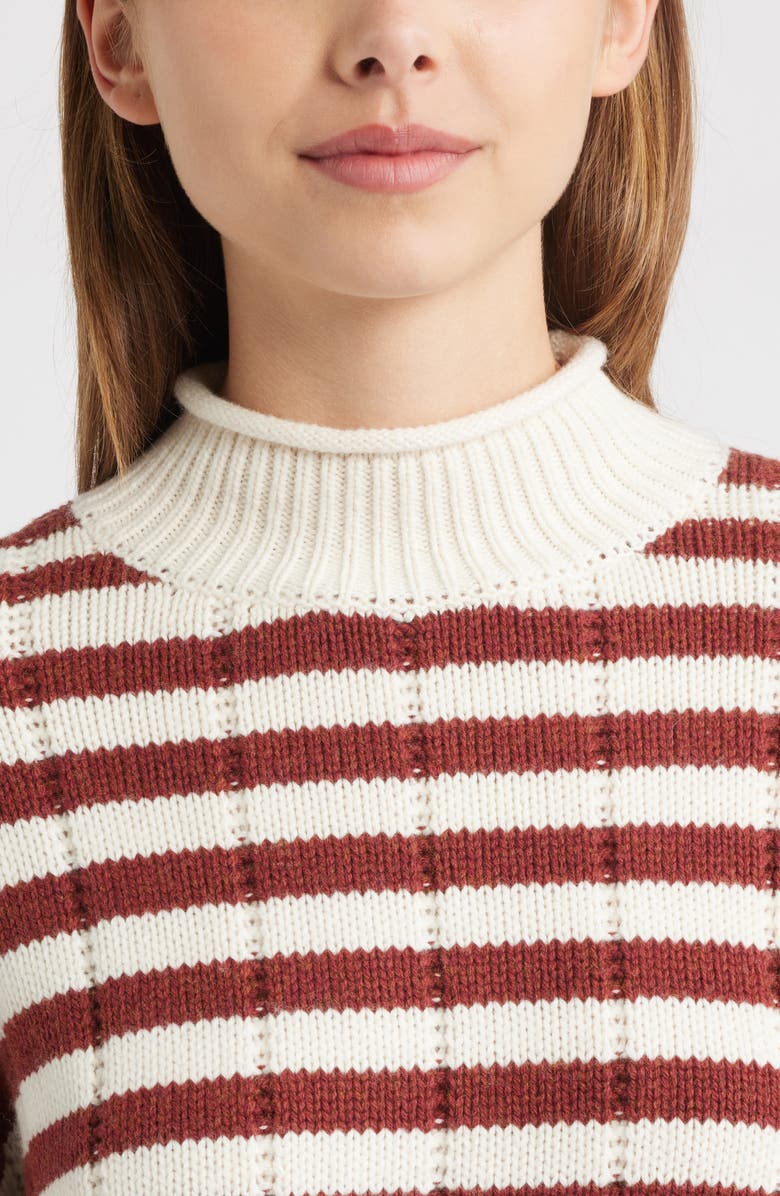 Rails Corrine Stripe Mock Neck Sweater, Alternate, color, Ivory Russet Stripe