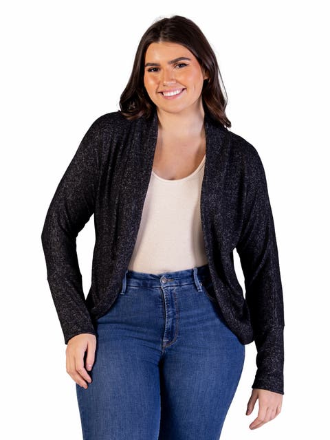 Curved Hem Open Front Long Bolero Shrug