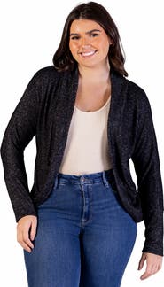 24seven Comfort Apparel Curved Hem Open Front Long Bolero Shrug