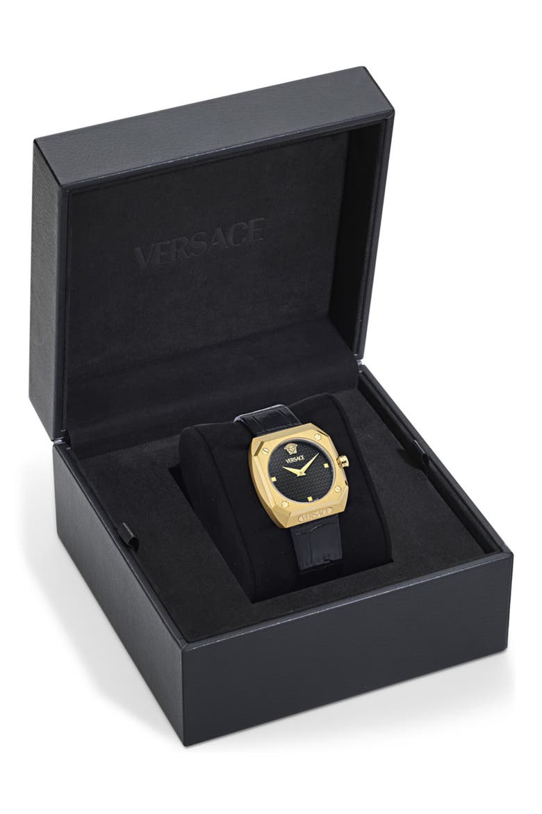 Ren Leather Strap Watch, 35mm x 37mm, Alternate, color, GOLD
