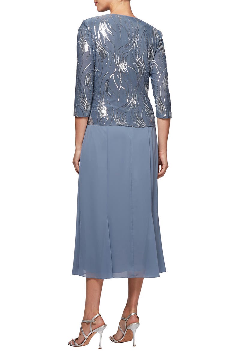 Midi Dress & Jacket, Alternate, color, STEEL BLUE