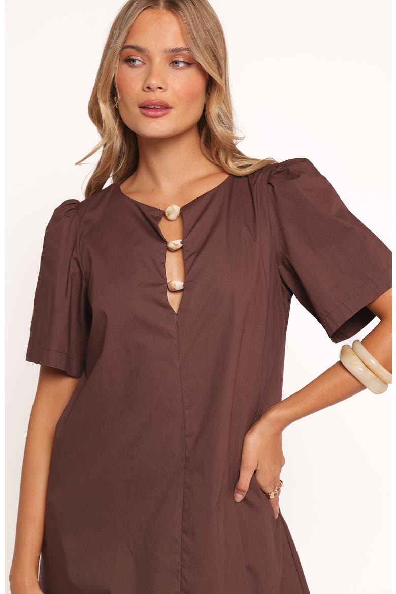 Lirael Puff Sleeve Shift Minidress, Alternate, color, ESPRESSO