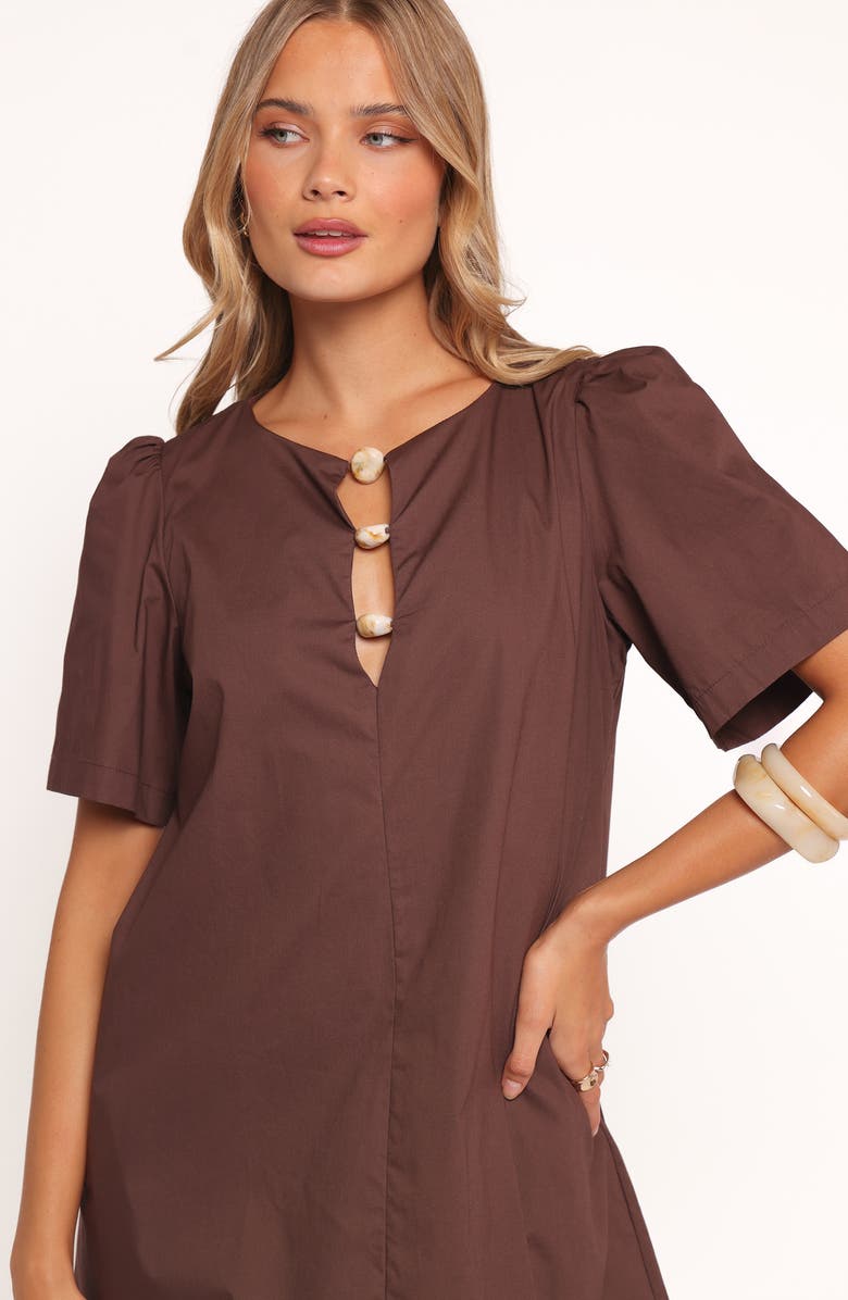 Petal & Pup Lirael Puff Sleeve Shift Minidress, Alternate, color, Espresso