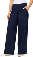 Kensie High Waist Rhinestone Wide Leg Trouser Jeans