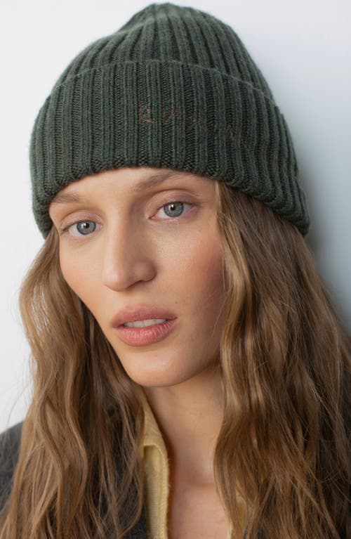 Ruslan Baginskiy Monogram Embroidered Merino Wool Beanie In Green