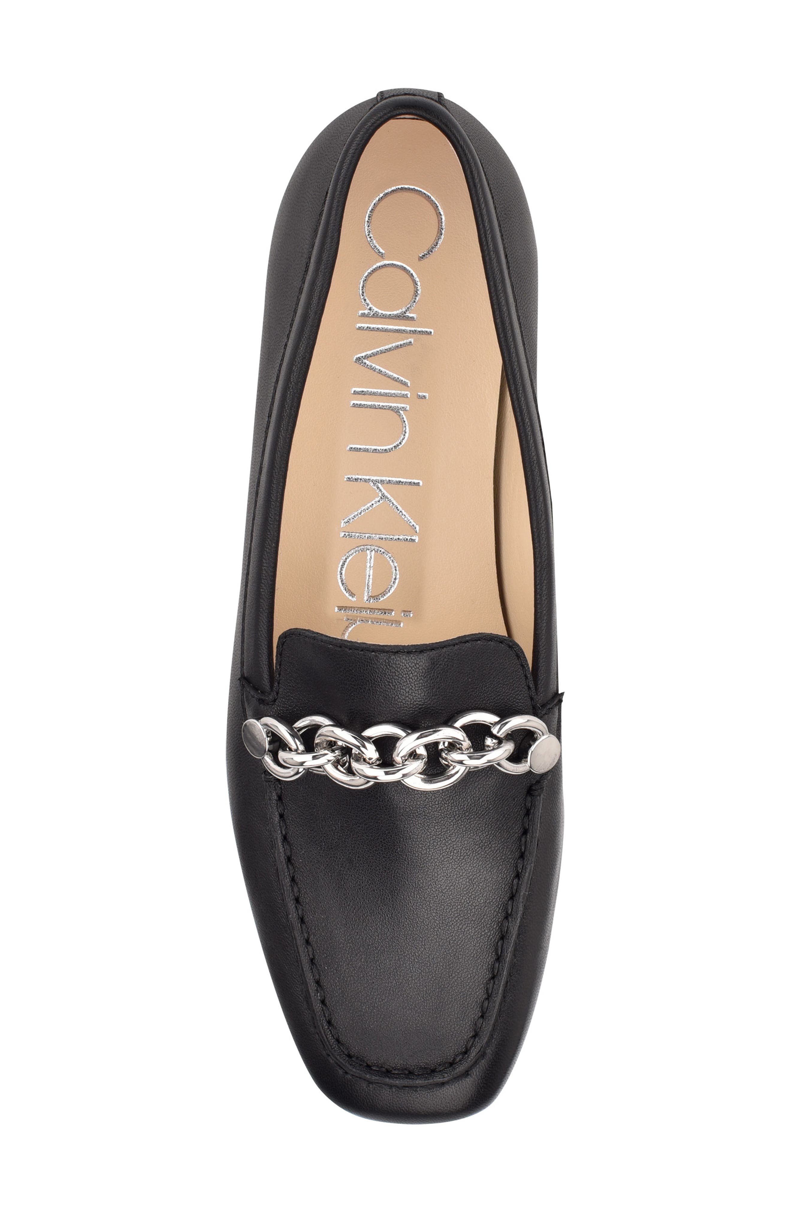 Calvin Klein Elanna Leather Chain Link Loafer, Alternate, color, 