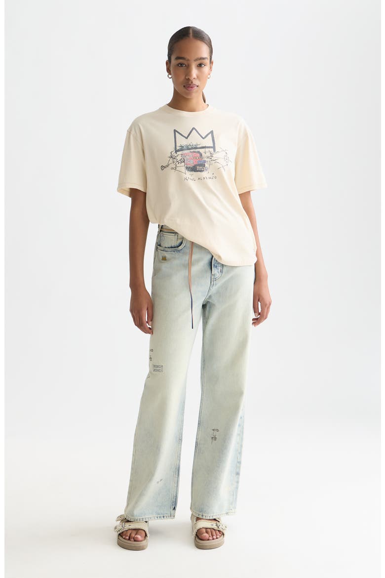 x Basquiat Embroidered Cotton Graphic T-Shirt, Alternate, color, EGGNOG
