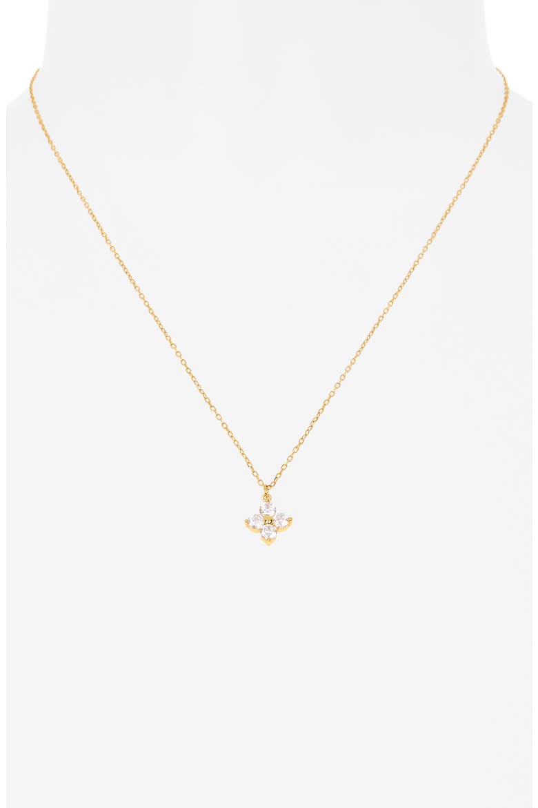 Clover Cubic Zirconia Cluster Pendant Necklace, Alternate, color, GOLD
